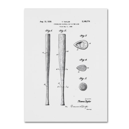 Claire Doherty 'Baseball Bat Patent 1939 White' Canvas Art,35x47